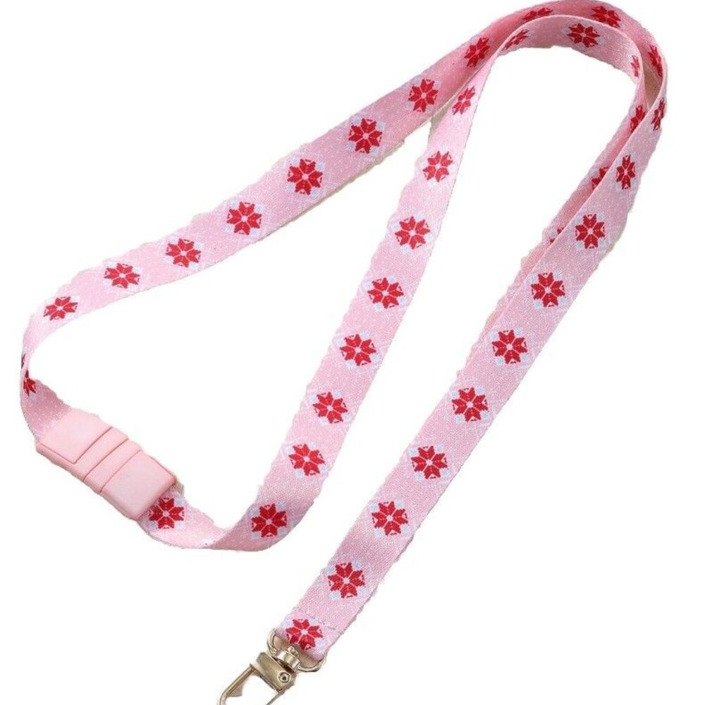 Lanyard ID Holder Clip Pink With Gold Tone NEW